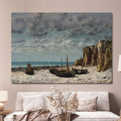 Barche Su Una Spiaggiaetretat Gustave Courbet cg44 quadro stampato su tela