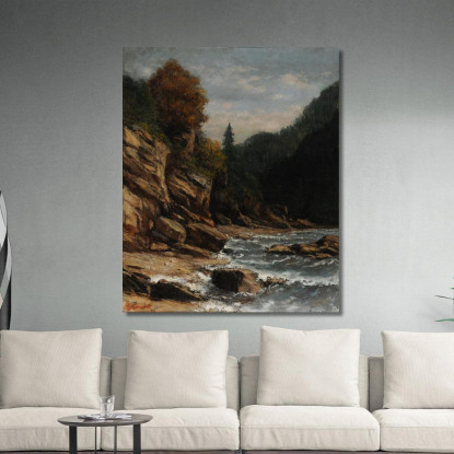 Rive Del Lago Di Ginevra Gustave Courbet cg47 quadro stampato su tela
