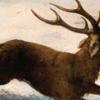 Cervi Che Corrono Nella Neve Gustave Courbet cg60 quadro stampato su tela