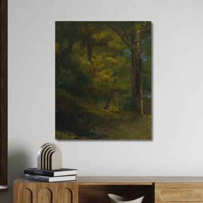 Due Cervi Nella Foresta Gustave Courbet cg63 quadro stampato su tela