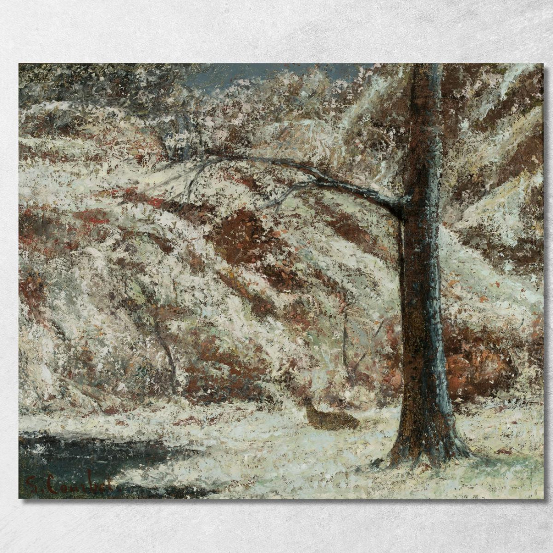 Cervo Nella Neve Nel Bosco Gustave Courbet cg69 quadro stampato su tela Cervo Nella Neve Nel Bosco Gustave Courbet cg69 quadro stampato su tela