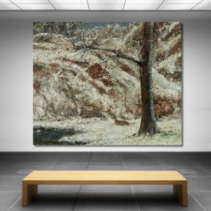 Cervo Nella Neve Nel Bosco Gustave Courbet cg69 quadro stampato su tela