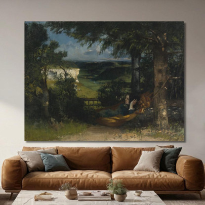 Donna Su Un'Amaca Gustave Courbet cg70 quadro stampato su tela