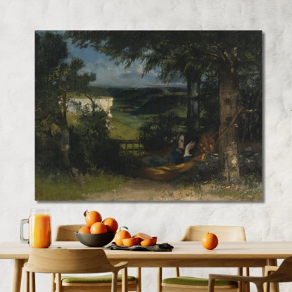 Donna Su Un'Amaca Gustave Courbet cg70 quadro stampato su tela