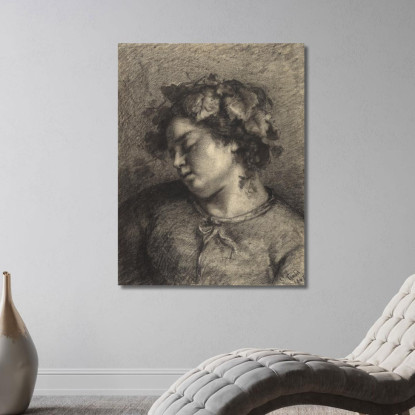 Testa Di Baccante Dormiente Gustave Courbet cg76 quadro stampato su tela