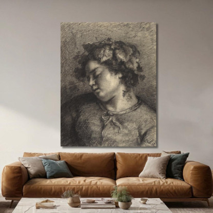 Testa Di Baccante Dormiente Gustave Courbet cg76 quadro stampato su tela