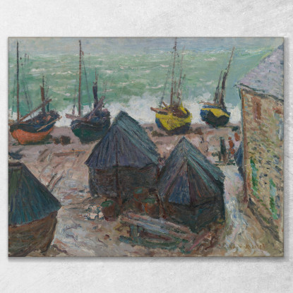 Barche Sulla Spiaggia Di Étretat Claude Monet mnt197 quadro stampato su tela