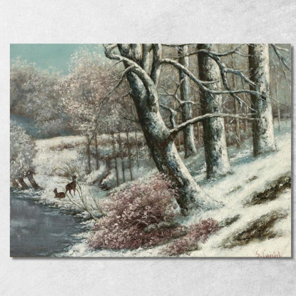 La Foresta In Inverno Gustave Courbet cg85 quadro stampato su tela