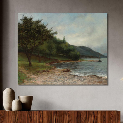 La Riva Del Lago Di Ginevra Gustave Courbet cg86 quadro stampato su tela