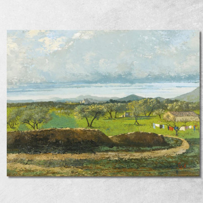 Paesaggio Con Parete E Frutteto Gustave Courbet cg96 quadro stampato su tela