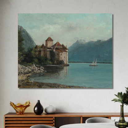 Castello Di Chillon Lago Di Ginevra Gustave Courbet cg99 quadro stampato su tela