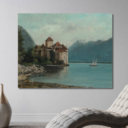 Castello Di Chillon Lago Di Ginevra Gustave Courbet cg99 quadro stampato su tela