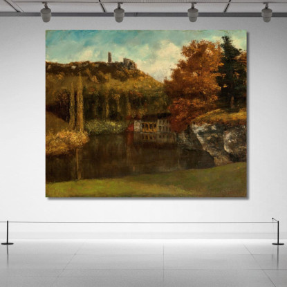 Il Lavoir Vista E Rovine Del Castello Di Scey-En-Varais Gustave Courbet cg100 quadro stampato su tela