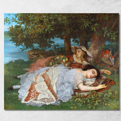 Le Signorine Delle Rive Della Senna Estate Gustave Courbet cg105 quadro stampato su tela