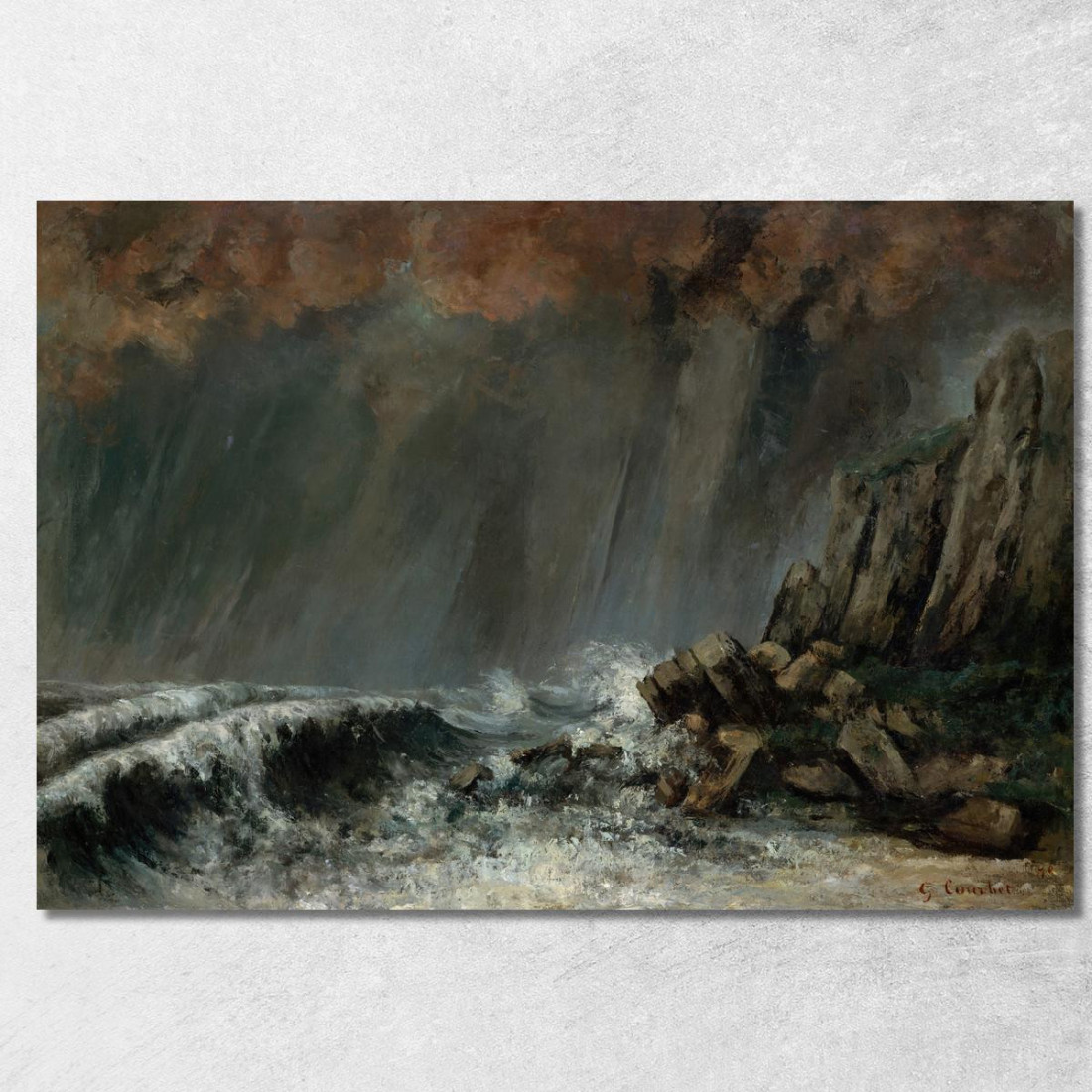 Marine La Tromba Marina Gustave Courbet cg116 quadro stampato su tela Marine La Tromba Marina Gustave Courbet cg116 quadro stampato su tela