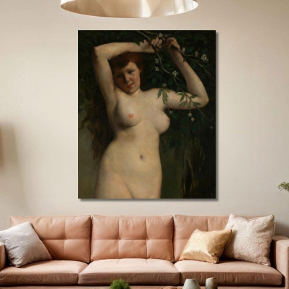 Nudo Con Ramo Fiorito Gustave Courbet cg122 quadro stampato su tela