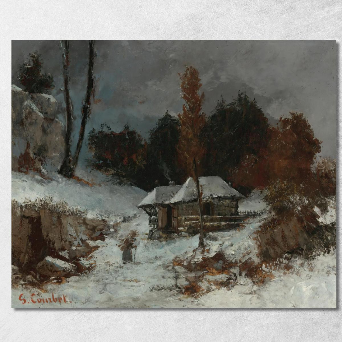 Trasportatore Di Fascine In Un Paesaggio Innevato Gustave Courbet cg130 quadro stampato su tela Trasportatore Di Fascine In Un Paesaggio Innevato Gustave Courbet cg130 quadro stampato su tela