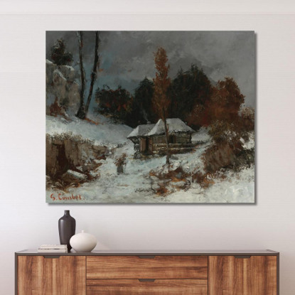 Trasportatore Di Fascine In Un Paesaggio Innevato Gustave Courbet cg130 quadro stampato su tela