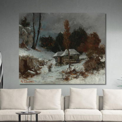 Trasportatore Di Fascine In Un Paesaggio Innevato Gustave Courbet cg130 quadro stampato su tela