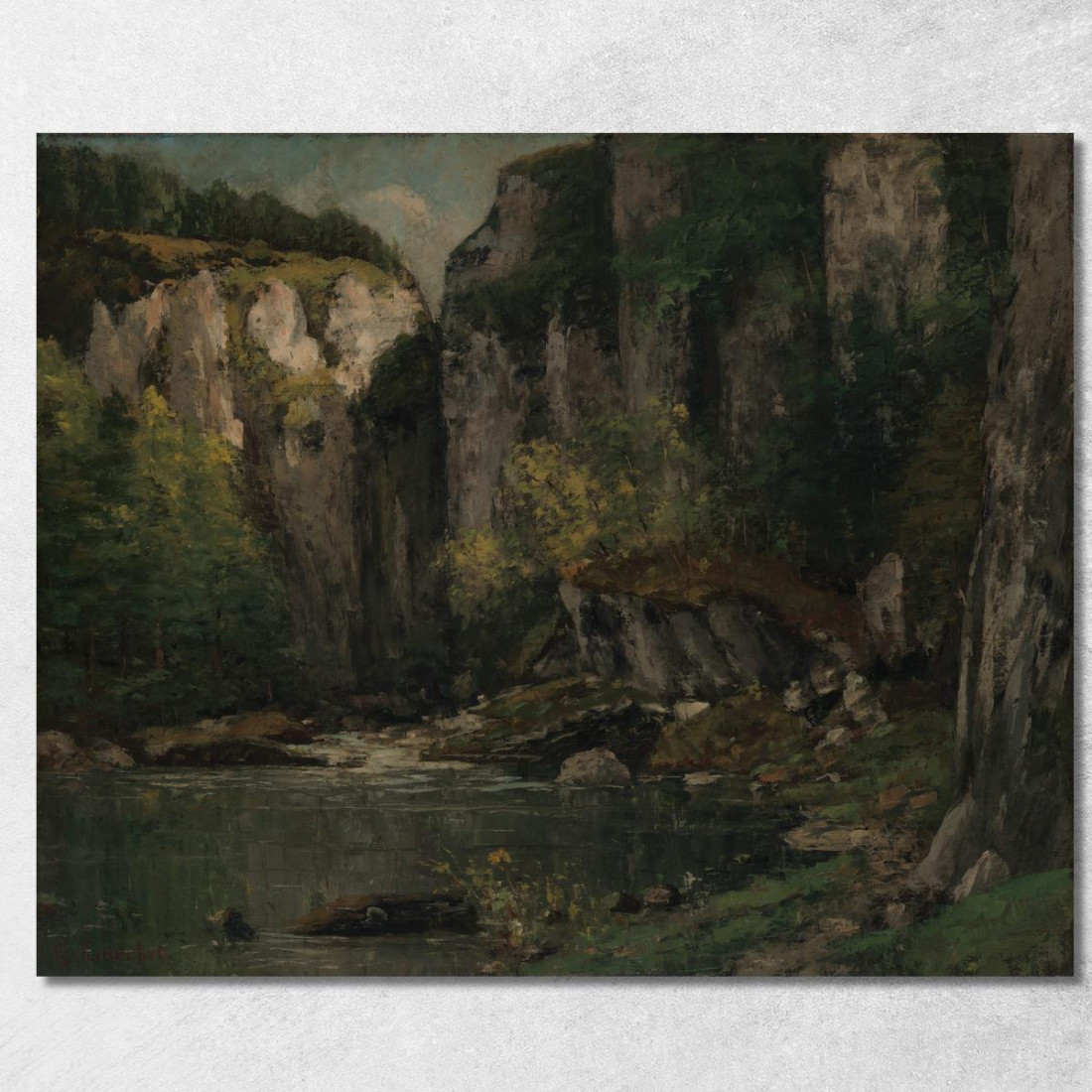 Fiume E Rocce Gustave Courbet cg145 quadro stampato su tela Fiume E Rocce Gustave Courbet cg145 quadro stampato su tela