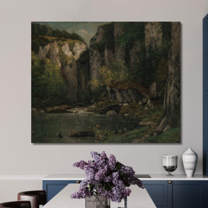Fiume E Rocce Gustave Courbet cg145 quadro stampato su tela