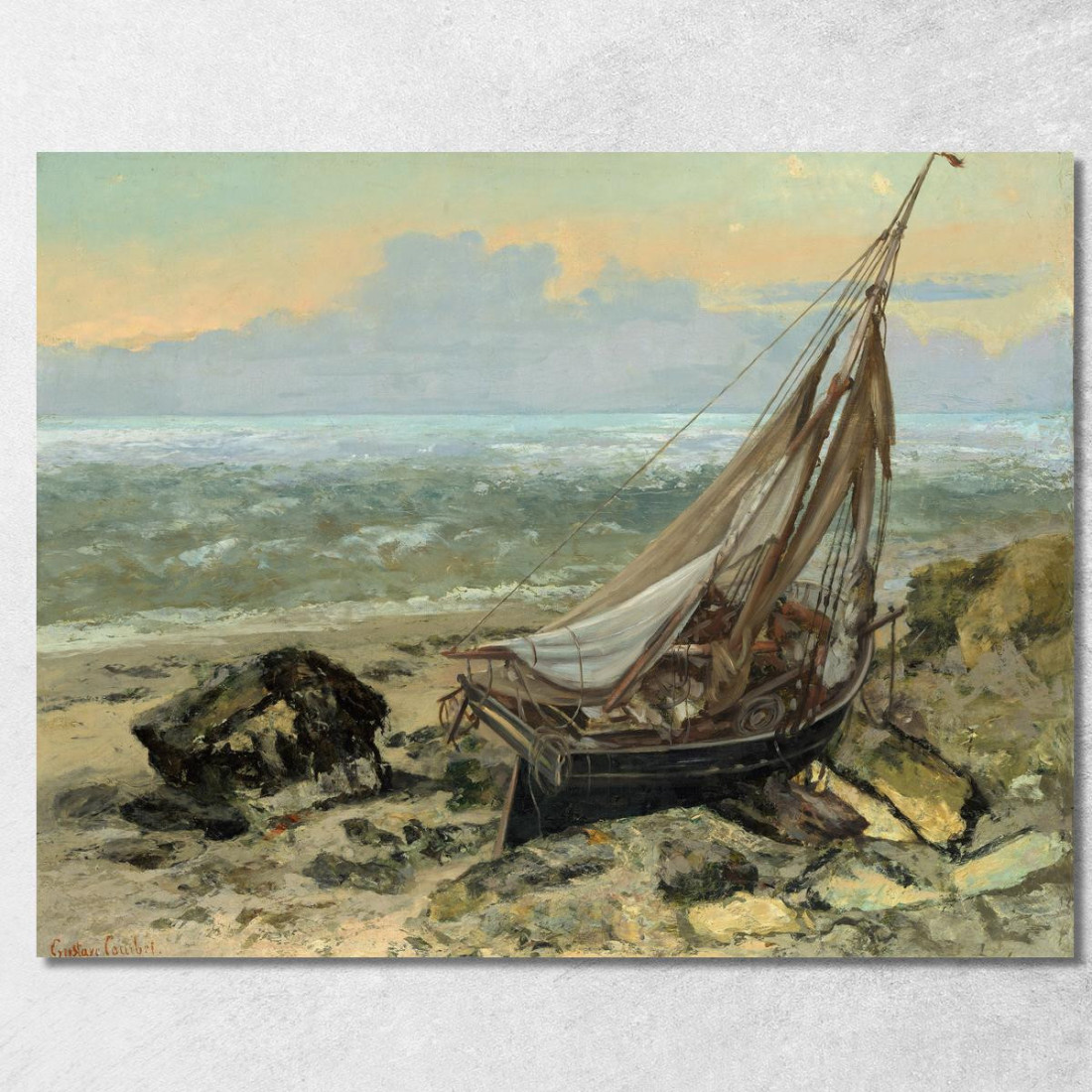 La Barca Da Pesca Gustave Courbet cg170 quadro stampato su tela La Barca Da Pesca Gustave Courbet cg170 quadro stampato su tela