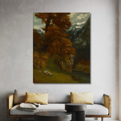La Valletta Di Ornans Bords Du Doubs Effetto Autunnale Gustave Courbet cg171 quadro stampato su tela