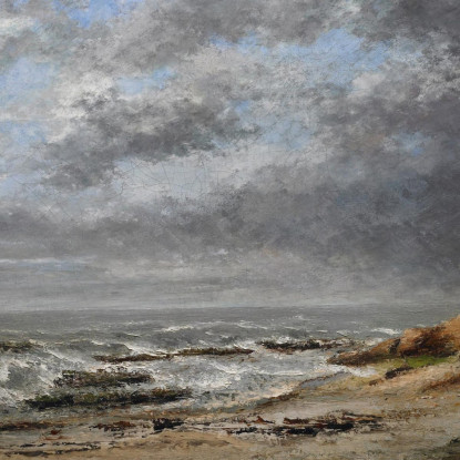 Veduta Di Un Mare Agitato Vicino Ad Una Scogliera Gustave Courbet cg191 quadro stampato su tela