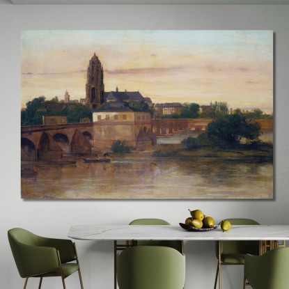 Veduta Di Francoforte Con Il Ponte Vecchio Da Sachsenhausen Gustave Courbet cg192 quadro stampato su tela