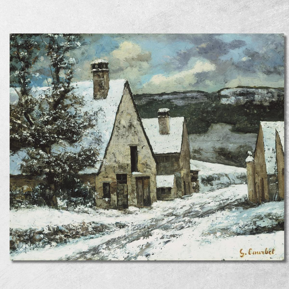 Bordo Del Villaggio In Inverno Gustave Courbet cg194 quadro stampato su tela Bordo Del Villaggio In Inverno Gustave Courbet cg194 quadro stampato su tela
