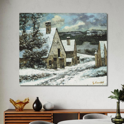 Bordo Del Villaggio In Inverno Gustave Courbet cg194 quadro stampato su tela