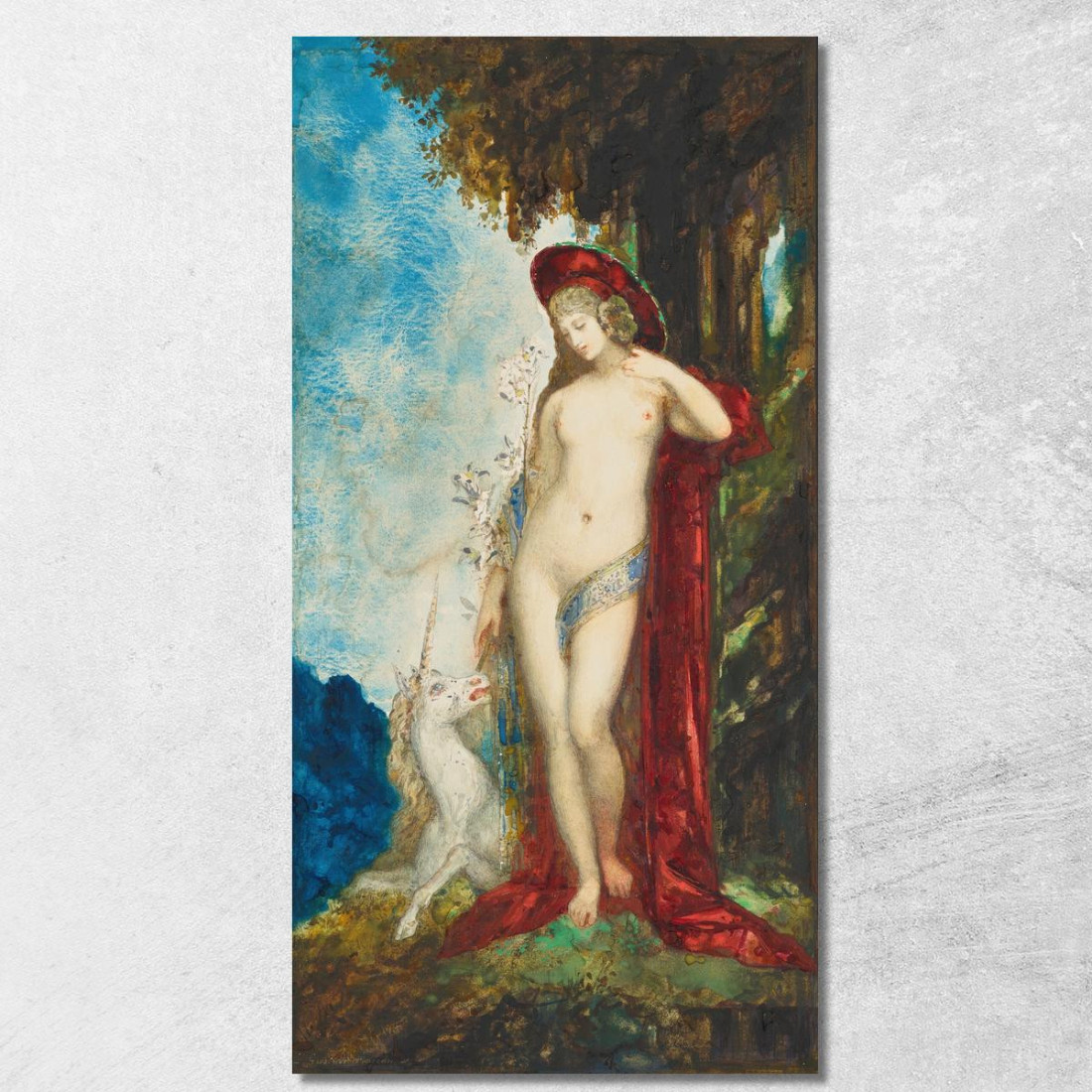 Donna E Unicorno Gustave Moreau gmr7 quadro stampato su tela Donna E Unicorno Gustave Moreau gmr7 quadro stampato su tela
