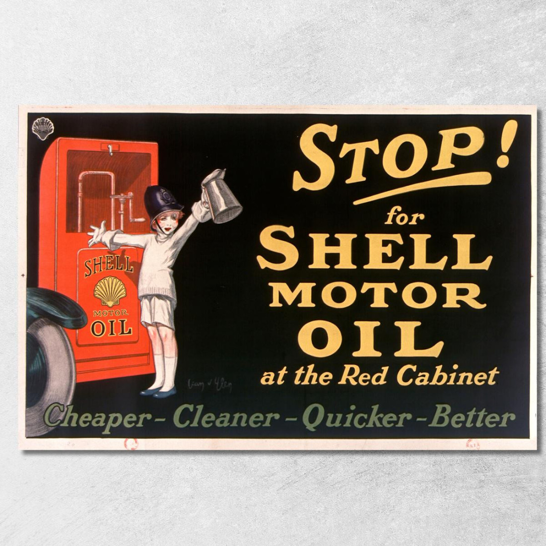 Fermare! Per L'Olio Motore Shell Al Gabinetto Rosso Jean d'Ylen jyl24 quadro stampato su tela Fermare! Per L'Olio Motore Shell Al Gabinetto Rosso Jean d'Ylen jyl24 quadro stampato su tela