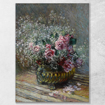 Fiori In Un Vaso Rose E Nebbia Claude Monet mnt238 quadro stampato su tela