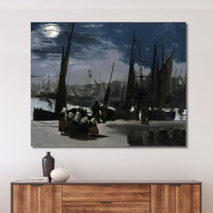 Clair De Lune Sul Porto Di Boulogne Chiaro Di Luna Sul Porto Di Boulogne 1869 Édouard Manet emt24 quadro stampato su tela