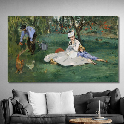 La Famiglia Monet Nel Loro Giardino Ad Argenteuil Édouard Manet emt130 quadro stampato su tela