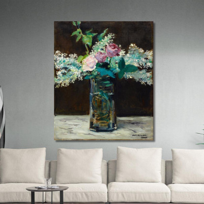Vaso Di Lillà Bianchi E Rose Édouard Manet emt143 quadro stampato su tela