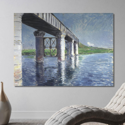La Senna E Il Ponte Ferroviario Di Argenteuil La Senna E Il Ponte Ferroviario Di Argenteuil Gustave Caillebotte quadro stampato