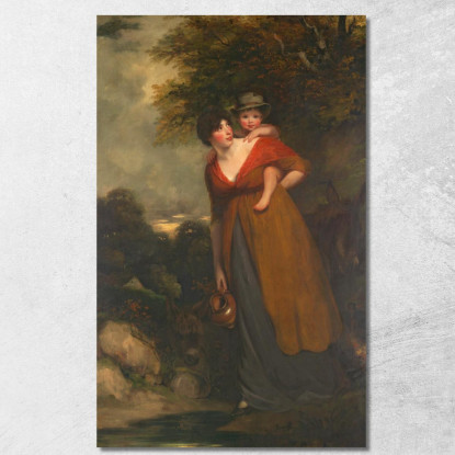 La Signora Richard Brinsley Sheridan Hester Jane Ogle E Suo Figlio Charles Brinsley Sheridan John Hoppner quadro stampato su tel