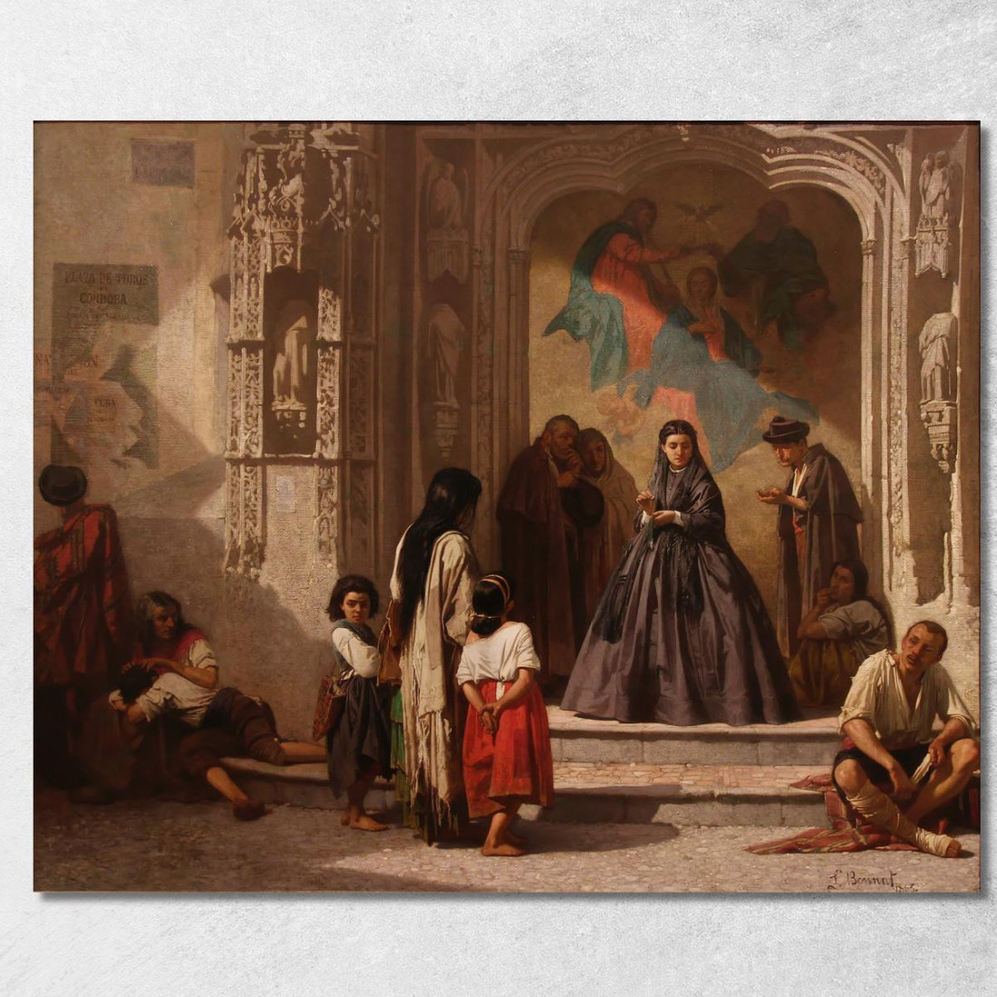 Young Woman Giving Charity At The Entrance To The Chapel Of The San Sebastian Hospital In Cordoba Léon Bonnat canvas print Young Woman Giving Charity At The Entrance To The Chapel Of The San Sebastian Hospital In Cordoba Léon Bonnat canvas print