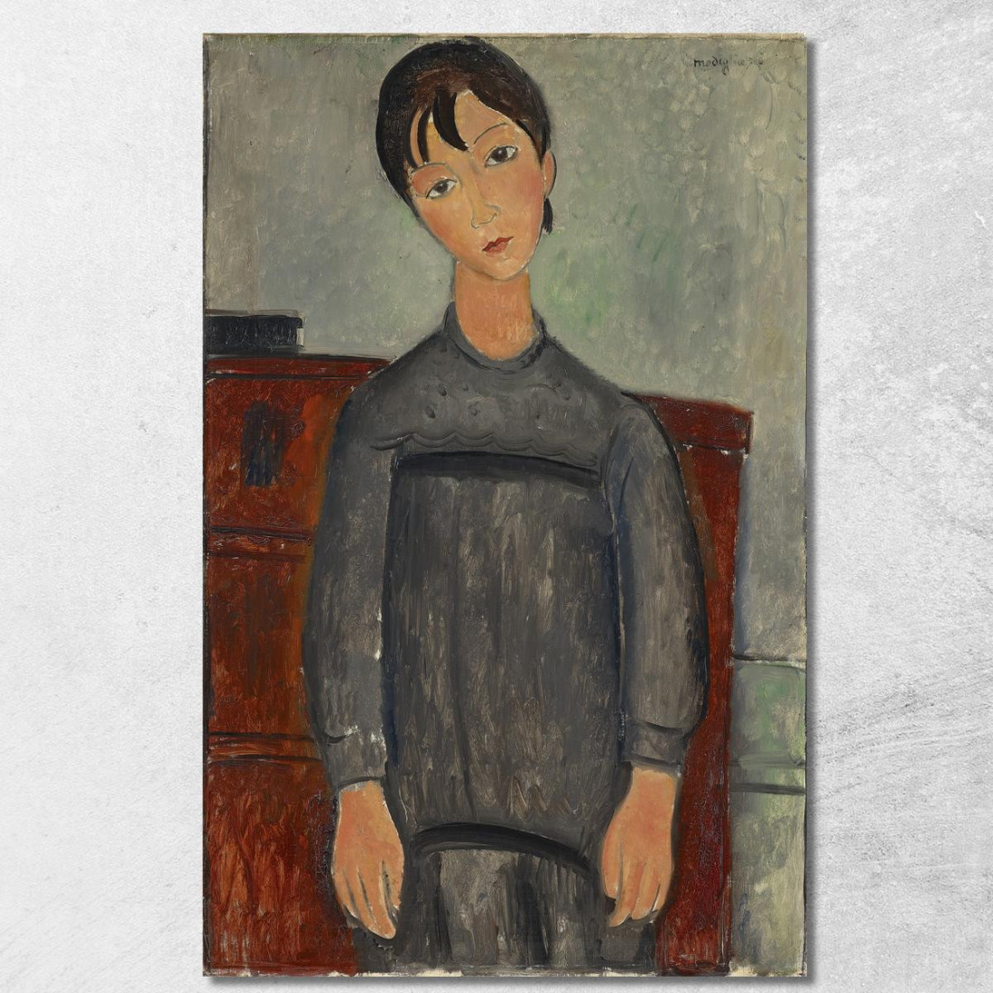 Ragazza In Piedi Con Grembiule Nero Amedeo Modigliani amd18 quadro stampato su tela Ragazza In Piedi Con Grembiule Nero Amedeo Modigliani amd18 quadro stampato su tela