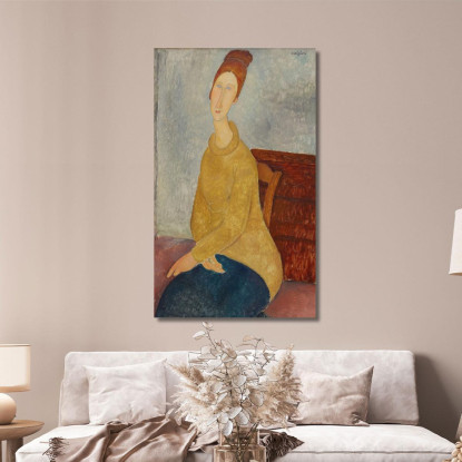 Jeanne Hébuterne In Maglione Giallo Amedeo Modigliani amd21 quadro stampato su tela