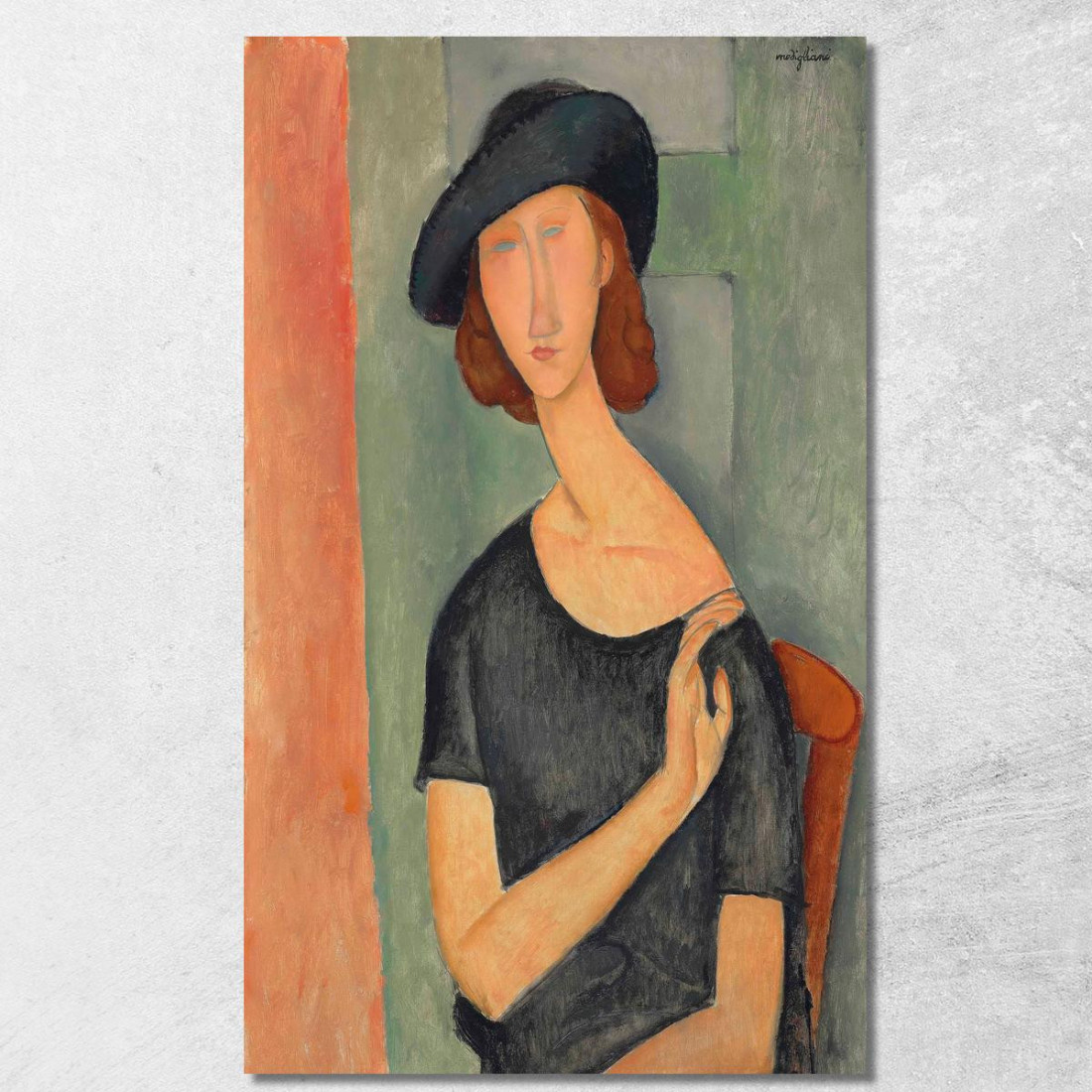 Jeanne Hébuterne Con Il Cappello Amedeo Modigliani amd23 quadro stampato su tela