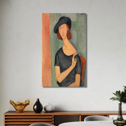 Jeanne Hébuterne Con Il Cappello Amedeo Modigliani amd23 quadro stampato su tela