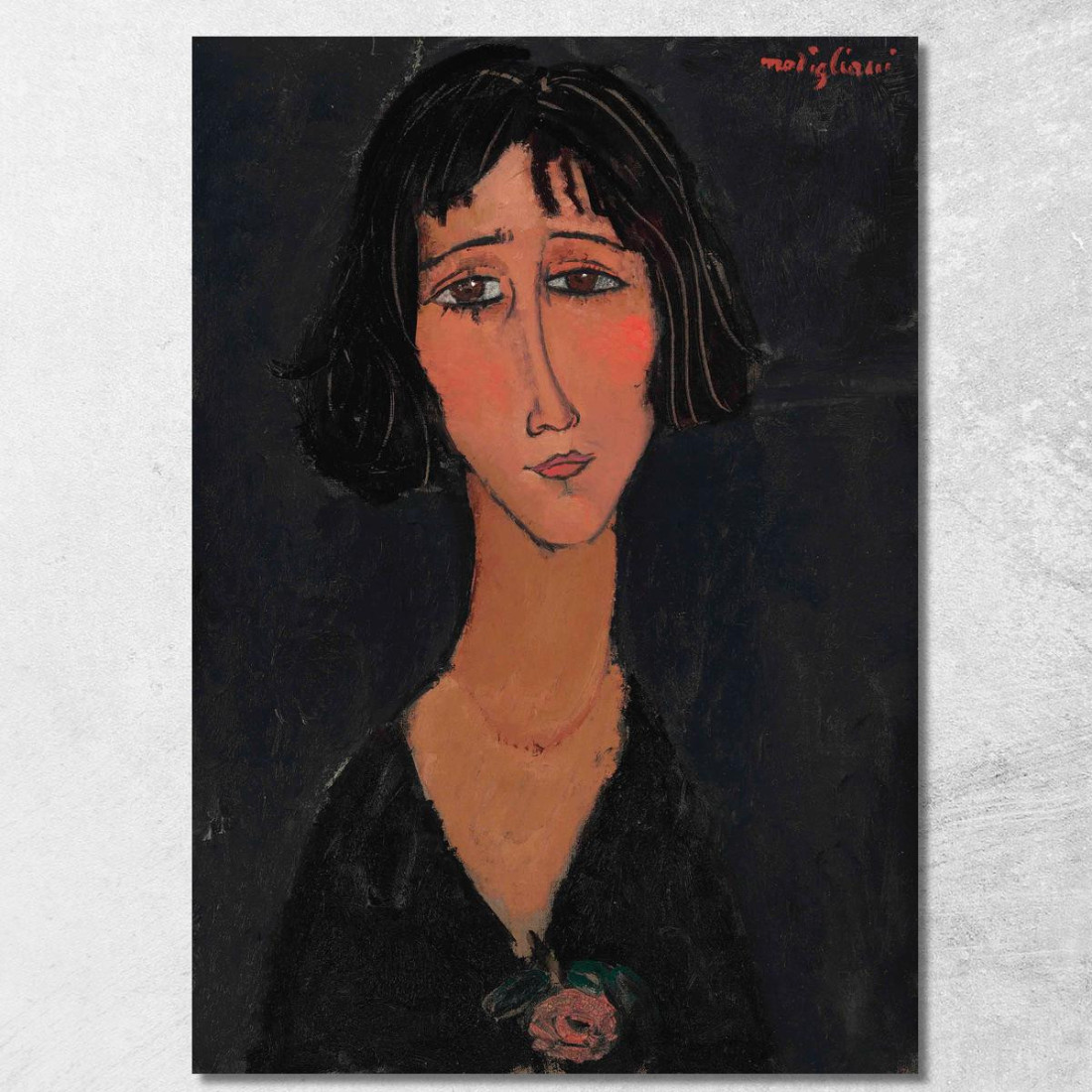 Giovane Donna Con La Rosa Margherita Amedeo Modigliani amd25 quadro stampato su tela Giovane Donna Con La Rosa Margherita Amedeo Modigliani amd25 quadro stampato su tela