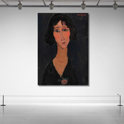 Giovane Donna Con La Rosa Margherita Amedeo Modigliani amd25 quadro stampato su tela