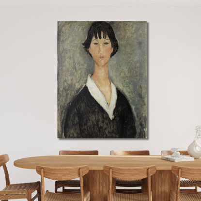 Ragazza Con Capelli Scuri Amedeo Modigliani amd28 quadro stampato su tela