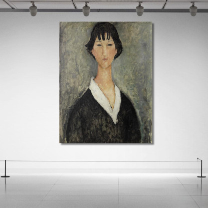 Ragazza Con Capelli Scuri Amedeo Modigliani amd28 quadro stampato su tela