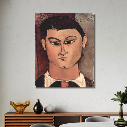 Ritratto Di Moise Kisling Amedeo Modigliani amd61 quadro stampato su tela