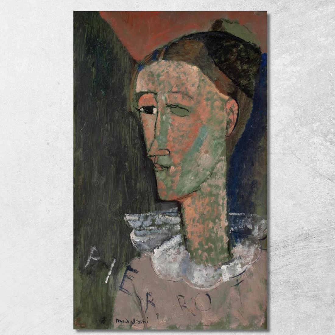 Autoritratto Come Pierrot Amedeo Modigliani amd69 quadro stampato su tela Autoritratto Come Pierrot Amedeo Modigliani amd69 quadro stampato su tela